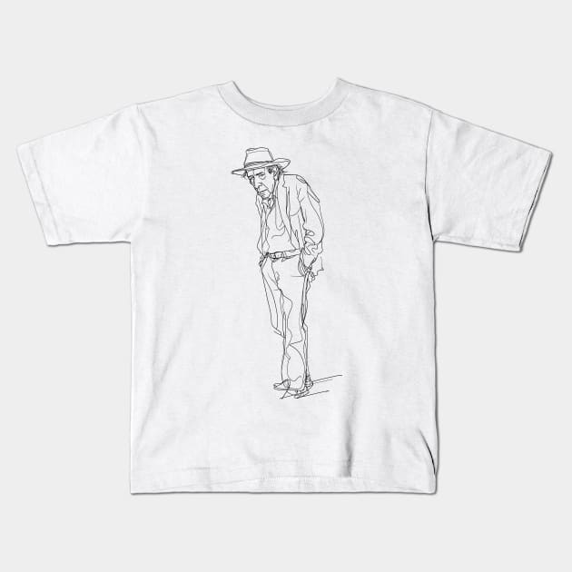 Leonard Cohen Original Fan Drawing Kids T-Shirt by DankFutura